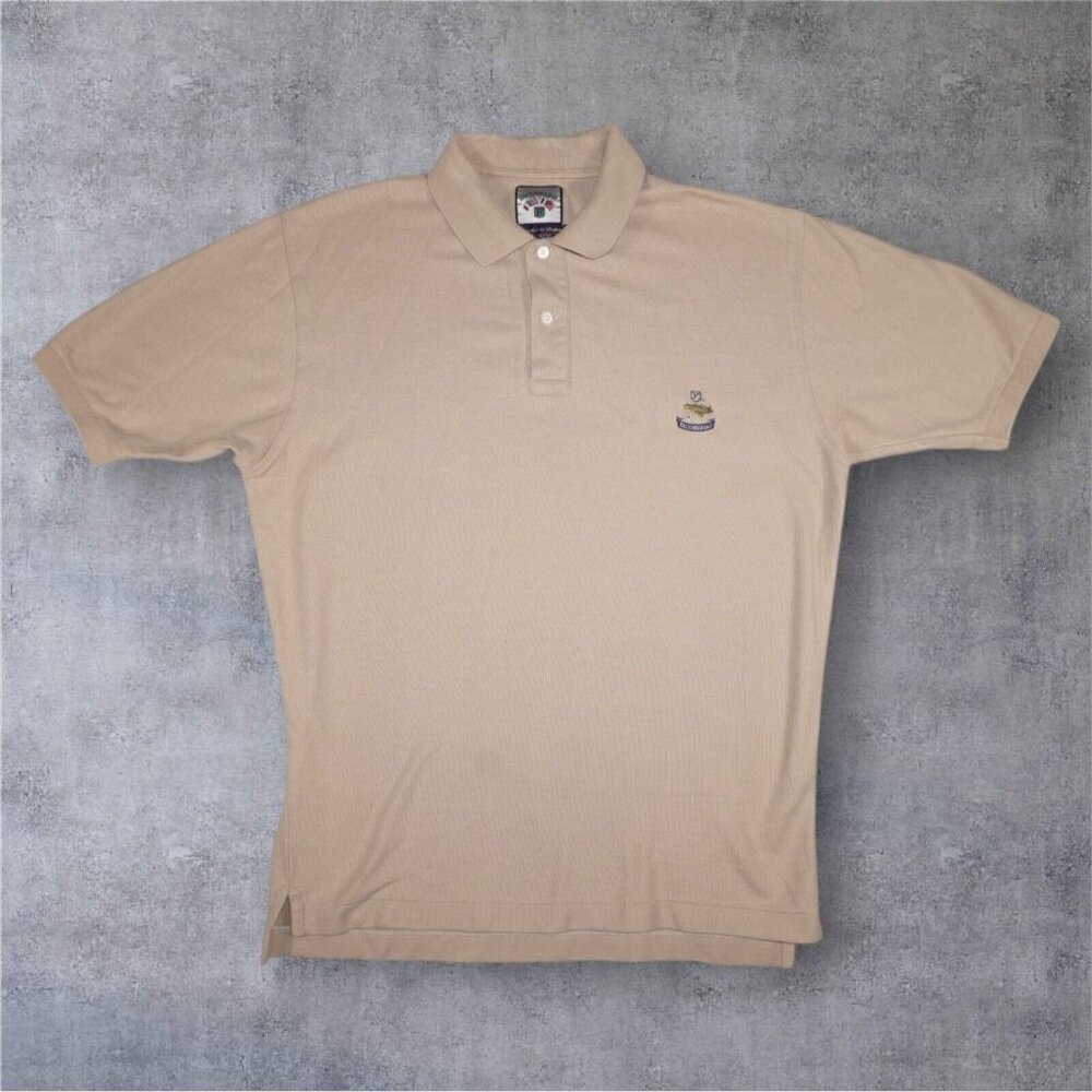 Faconnable Men's Polo Shirt Medium Beige 100% Cotton Short Sleeve Made in Malays